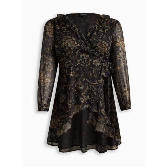 Torrid Chiffon Layered Tie Front Surplice Tunic Blouse 19131546 size 2X - Picture 1 of 10